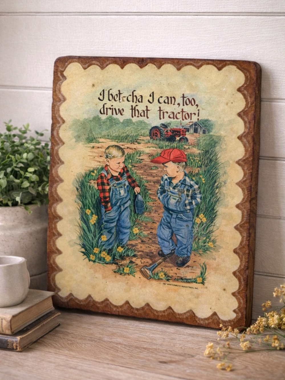 Vintage 1987 Wintermute Industries Wooden Farm Kids Sign Rustic Country Decor